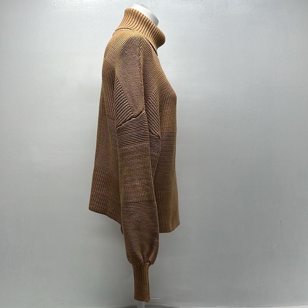 Staud Benny Sweater Roll Neck Turtleneck Long Sleeve Heavy Knit Beige Tan Small - Picture 3 of 9